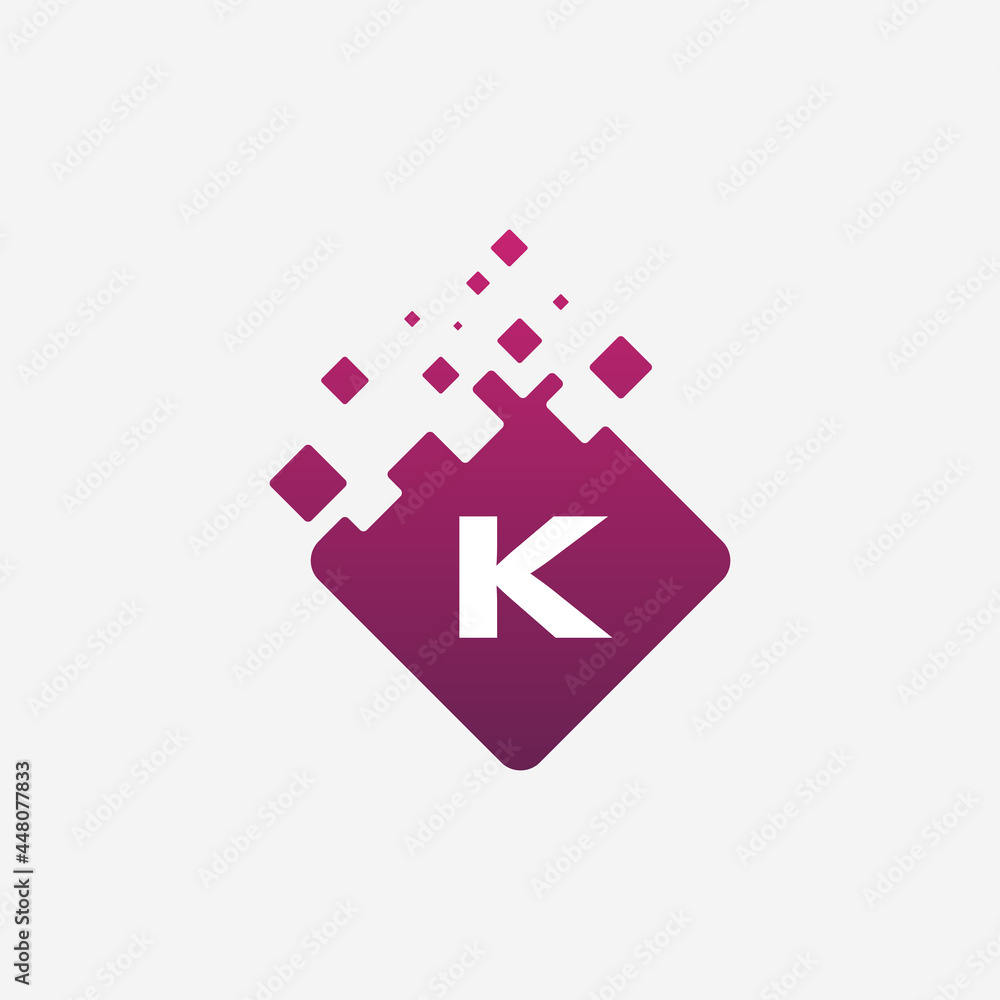Letter K Logo. K Vector Letter Design with square. Letter K Logo. K Vector Letter Design with square.