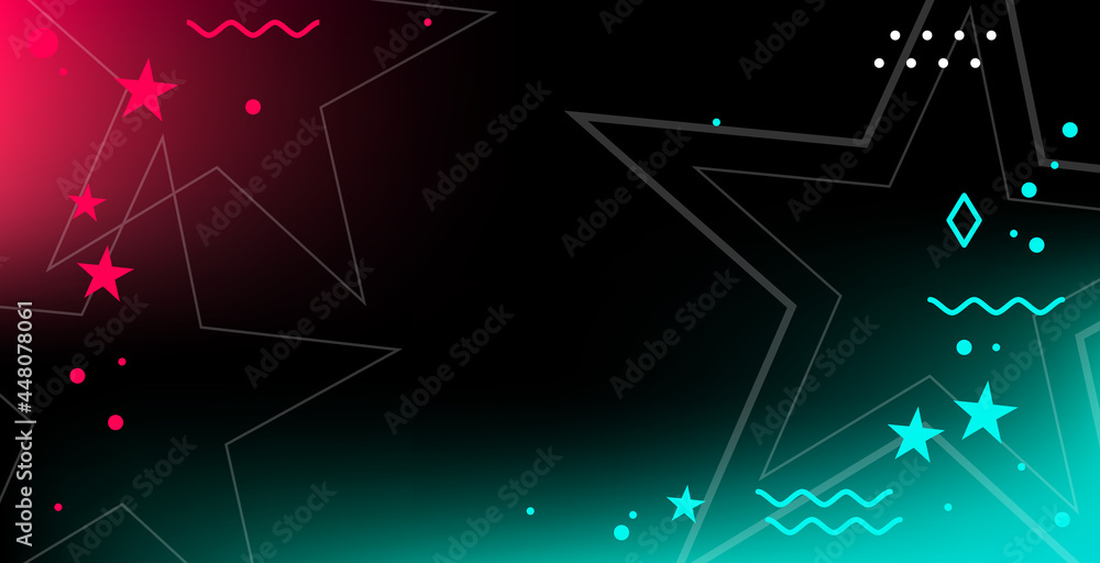 Modern TikTok background abstract vector illustration. Pink green gradient horizontal background. TikTok party, sale, holiday - obrazy, fototapety, plakaty 