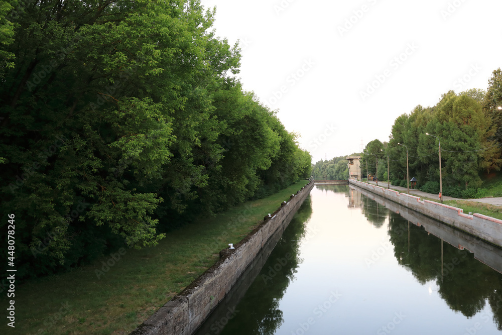 Landscape of lock on Oka river