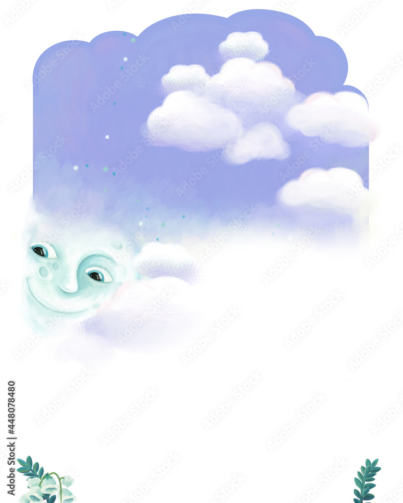 cartoon night scene with animals birds illustration cartoon night scene with animals birds illustration