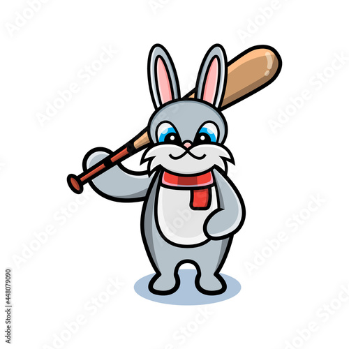 cartoon animal cute rabbit holding a golf stick