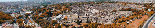 Pompei, Italy. Aerial view of old city from a drone viewpoint in summer season.