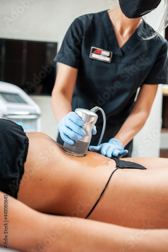 Anti-cellulite therapy for women in a beauty salon. Skin care