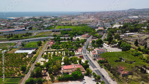 Pompei, Italy. Aerial view of old city from a drone viewpoint in summer season. © jovannig