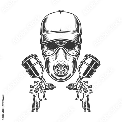 Painter skull in respiratory mask