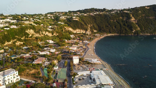 Aerial view of Citara Beach in Ischia Island, Italy.