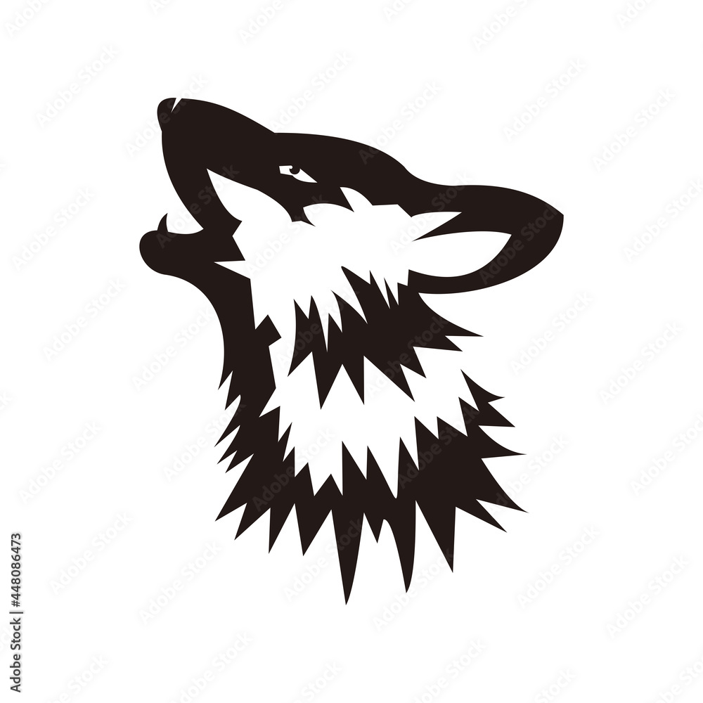Black vector wolf head illustration, icon or tattoo design Black vector wolf head illustration, icon or tattoo design