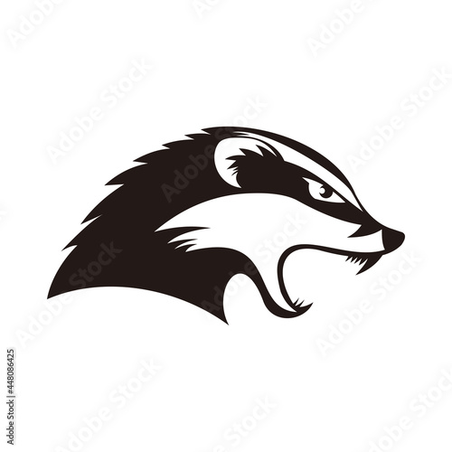 Black icon angry badger on white background.