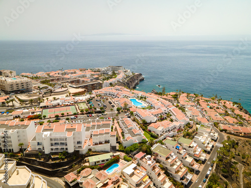 Tenerife, Los Gigantes a town on the Atlantic Ocean. Sunny coast and port city. Ocean, water, waves, blue ocean.
