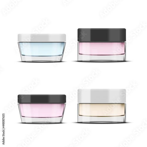 Glossy Glass Cosmetic Jar. Makeup Product Package