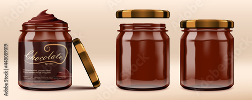 3D Glossy Chocolate Spread Paste Jars Set