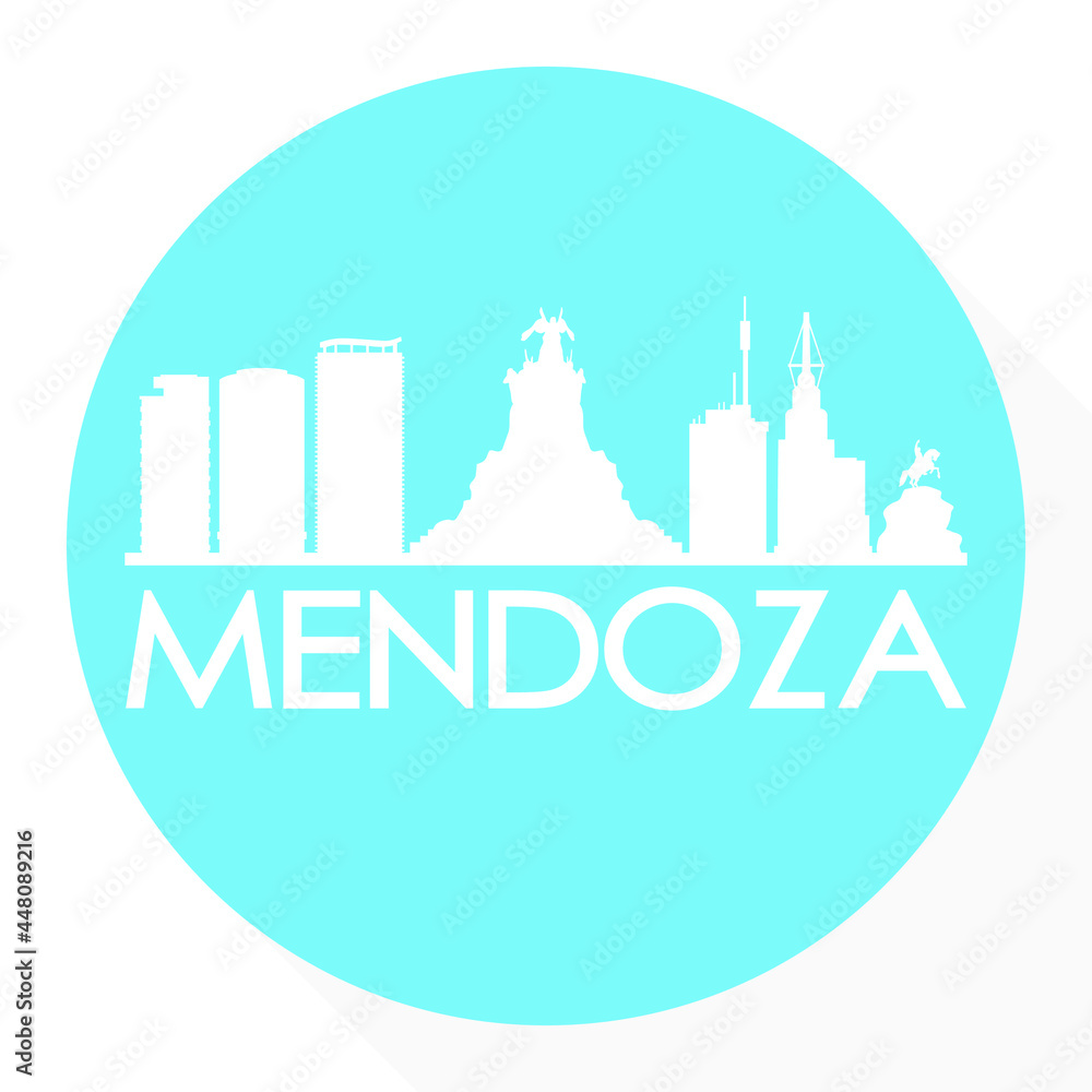 Mendoza, Argentina Round Button City Skyline Design. Silhouette Stamp Vector Travel Tourism. Mendoza, Argentina Round Button City Skyline Design. Silhouette Stamp Vector Travel Tourism.