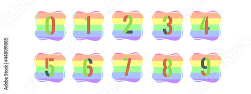 colorful number icon set. flat icons.