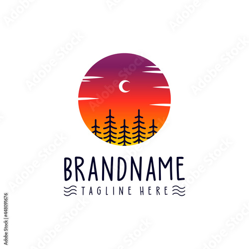 Sunset Pine Tree Logo Design