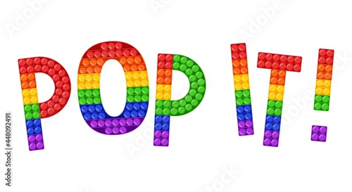 Pop It Quote Fidget Trendy Antistress Sensory Toy. Flat style isolated vector