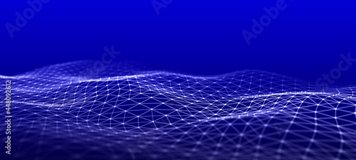 Abstract digital background made of dots and lines. Big data. 3D rendering.