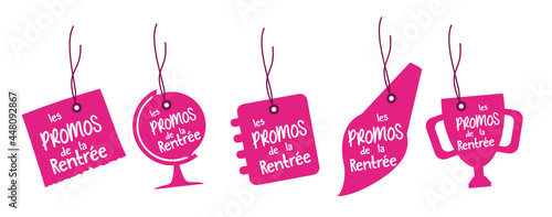 Étiquette, tag, promotion et prix rentrée scolaire, c'est la rentrée des classes.