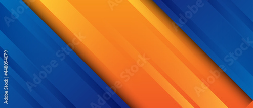 abstract blue orange background with realistic papercut