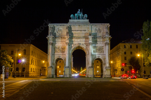 The Siegestor (Victory Gate) in Munich on a summer night