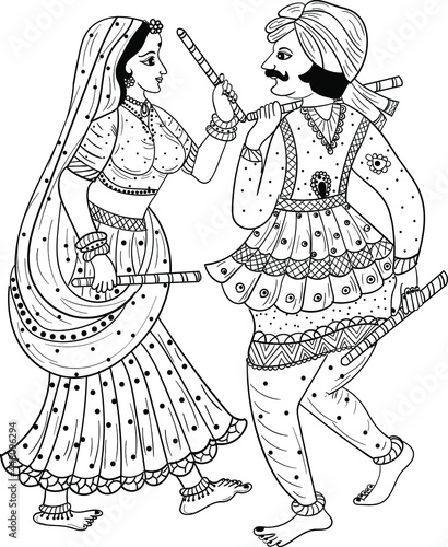 dandiya stick drawing