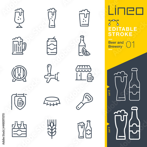 Lineo Editable Stroke - Beer and Brewery line icons