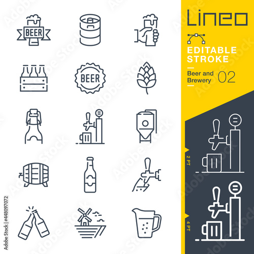 Lineo Editable Stroke - Beer and Brewery line icons