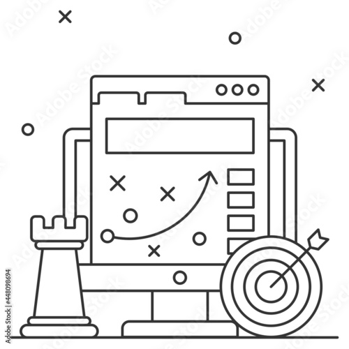 Growth Hacking Strategies Concept,  Rook with Aim Signage Vector Icon Design, online Business Strategy Symbol, Marketing plan Sign, administration and operational management Stock illustration