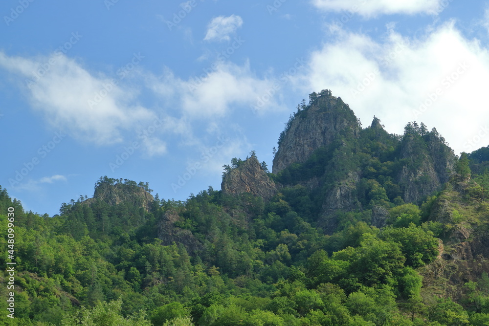 rock massif surrounded by forest. Adygea. Caucasus.