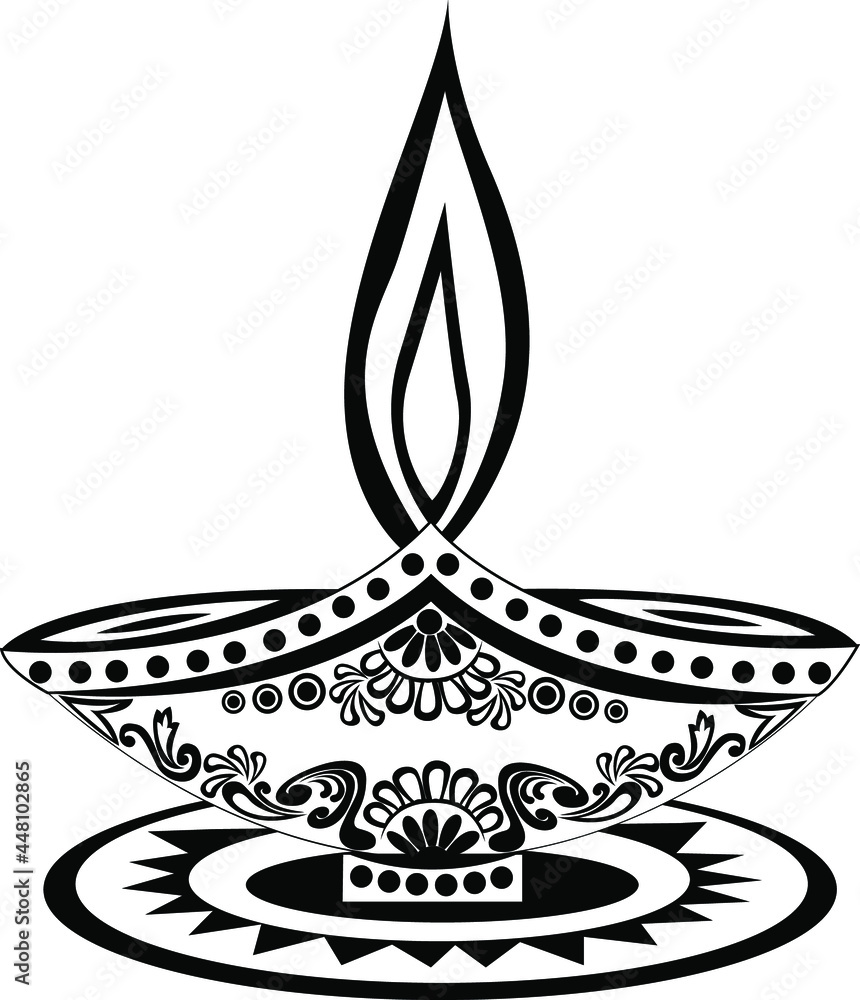 Diwali Diya Sketch Greeting, Festival Of Light, Symbolic Victory Of Light Over Darkness, Good