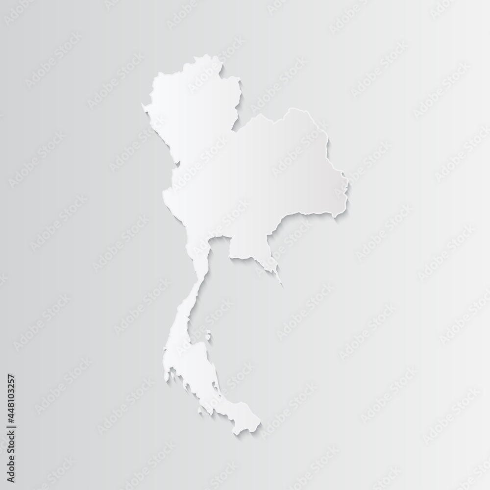 Thailand map paper on a gray background. Vector illustration eps10