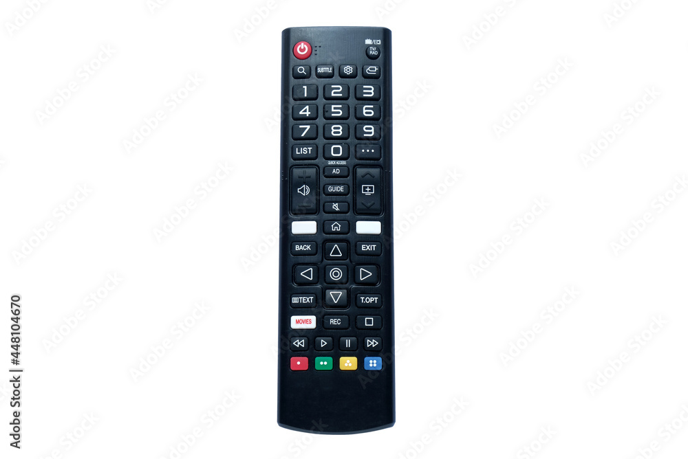 black tv remote isolated in white background black tv remote isolated in white background