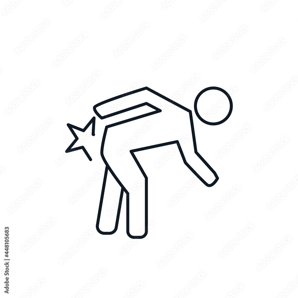 Person with a back injury thin line icon stock illustration. Person with a back injury thin line icon stock illustration.