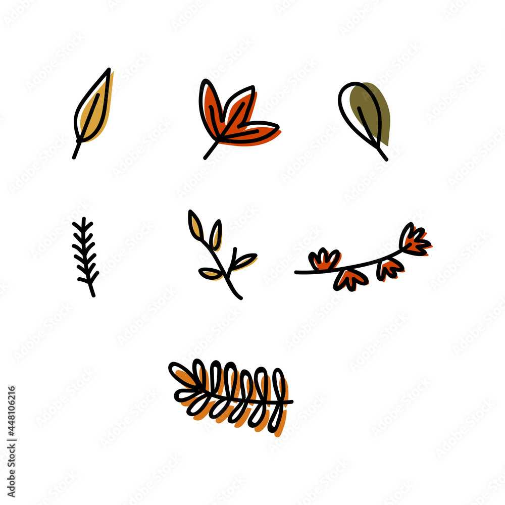 Obraz premium autumn leaf set pack illustration 2