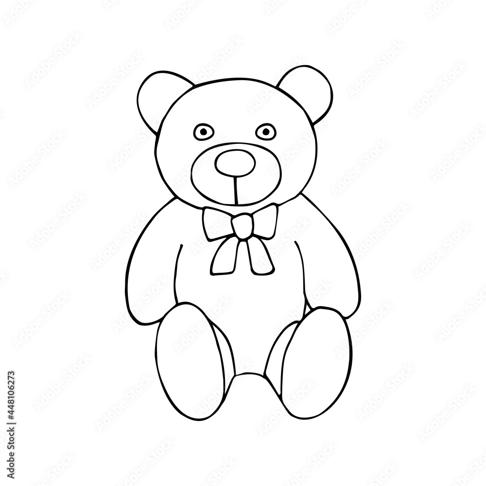 Obraz premium Vector hand drawn doodle sketch teddy bear toy isolated on white background