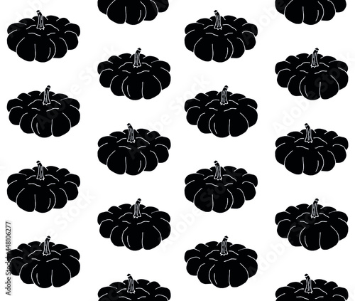 Vector seamless pattern of hand drawn doodle sketch black squash patison isolated on white background