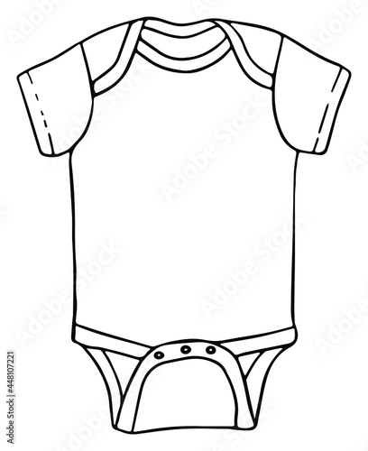 Baby One Piece Clothing Clipart - Outline Drawing