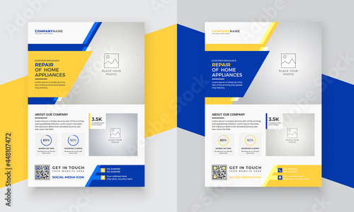 Modern home appliance repair flyer design template