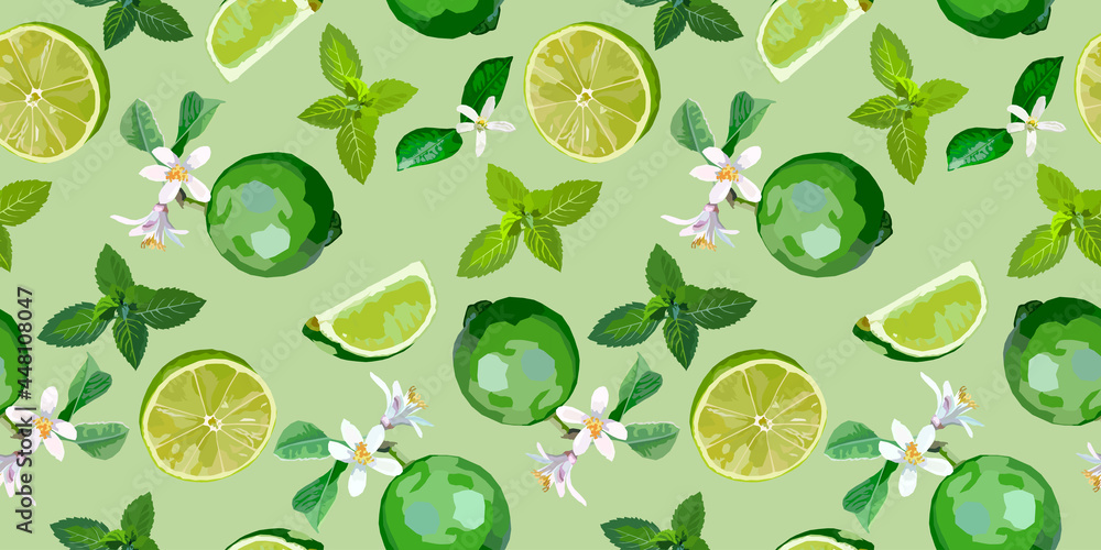 Lime and mint seamless pattern Lime and mint seamless pattern