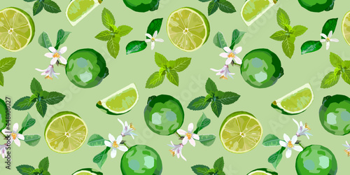 Mint and lime vector seamless pattern