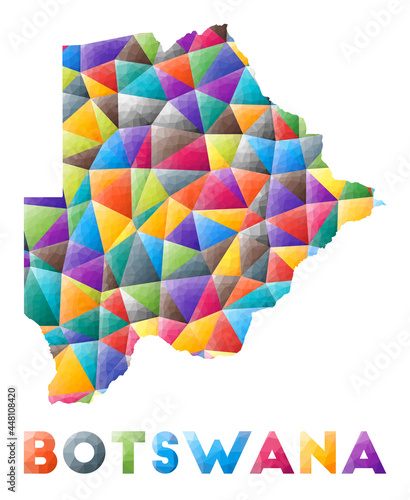 Botswana - colorful low poly country shape. Multicolor geometric triangles. Modern trendy design. Vector illustration.
