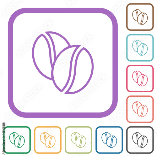 Coffe beans outline simple icons