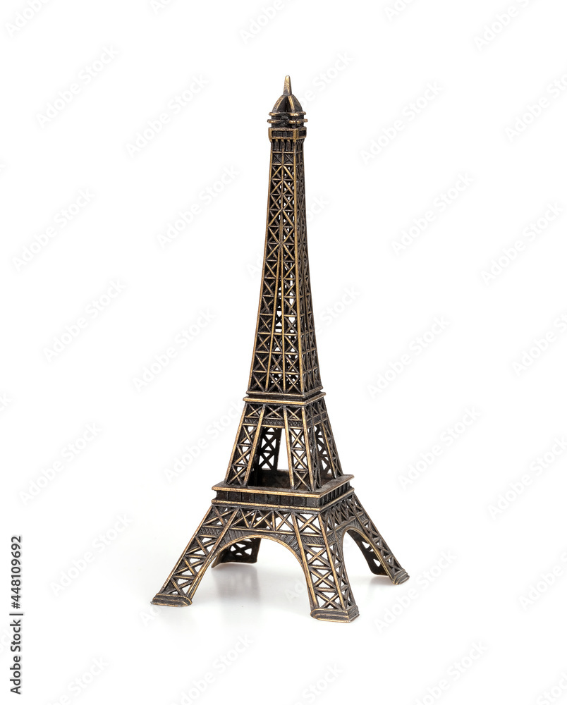 Miniature model of the Eiffel Tower (France, Paris) isolated on a white background