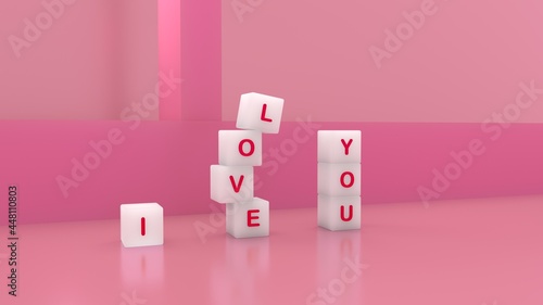 I love you on pink background wallpaper 3d illustration photo