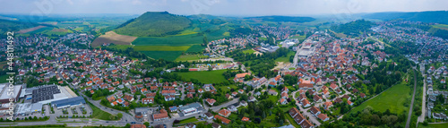 Fototapeta Naklejka Na Ścianę i Meble -  Aerial view around the city Bopfingen in Germany, on a sunny day in Spring