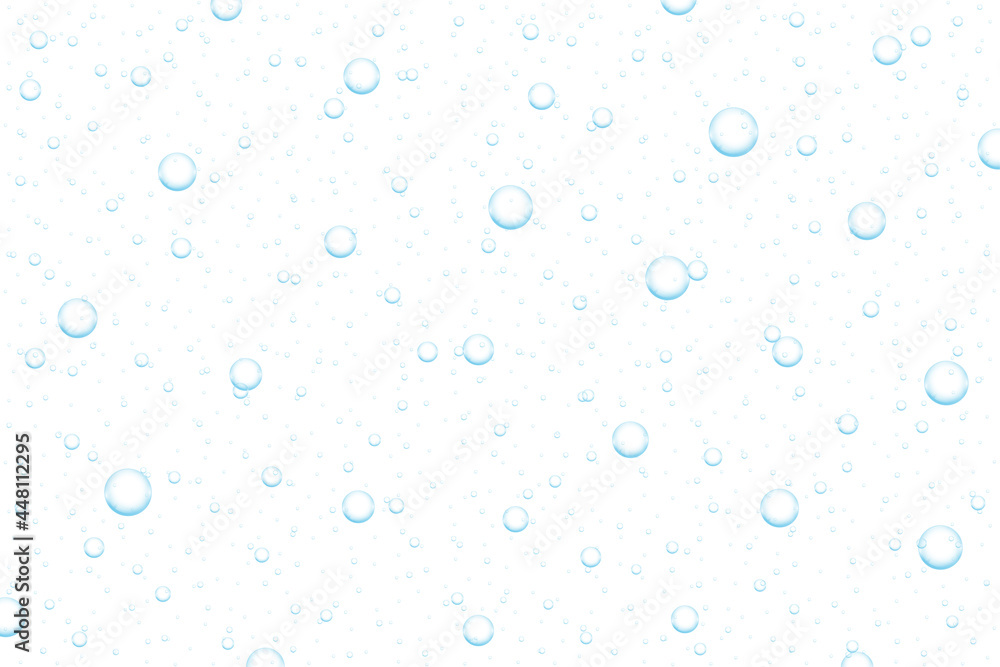 Realistic water drops condensed on white background. Rain droplets on transparent surface. Pure bubbles isolated vector eps illustration