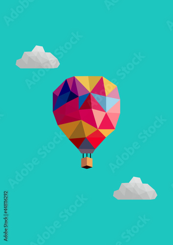 Colorful hot air balloons illustration low poly style
