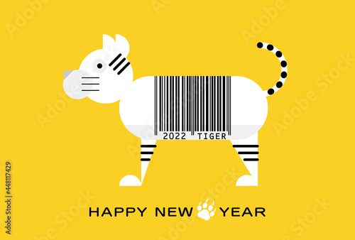 バーコードの虎の年賀状　TIGER　2022