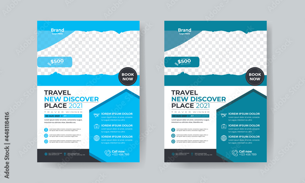 Travel flyer template design with Colorful Accents 2
