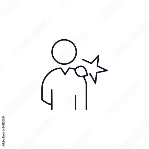 Person with shoulder injury thin line icon stock illustration