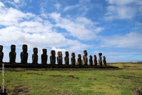 Moai ceremony facility Ahu Tongariki, Easter Island 